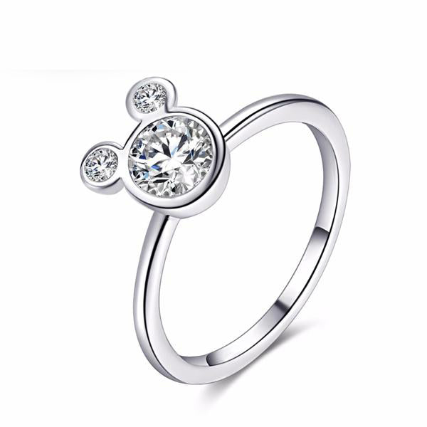 Fashion Rings For Women Girl CZ Cubic zirconia Wedding Mickey Shape Finger Ring Party Valentine's Gifts Bague Wholesale Jewelry