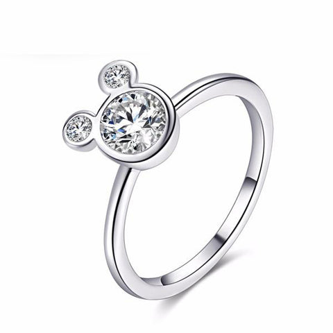 Fashion Rings For Women Girl CZ Cubic zirconia Wedding Mickey Shape Finger Ring Party Valentine's Gifts Bague Wholesale Jewelry