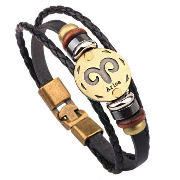 Twelve constellations bracelet  Bracelet Fashion Jewelry Leather Bracelet Personality Bracelet wristband