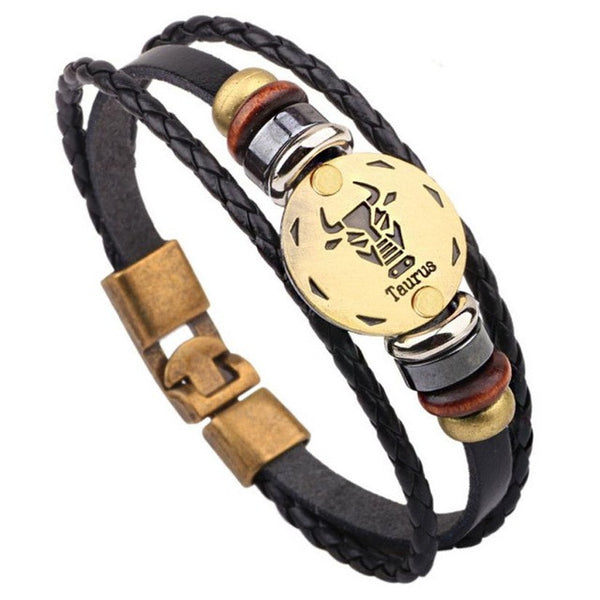 Twelve constellations bracelet  Bracelet Fashion Jewelry Leather Bracelet Personality Bracelet wristband