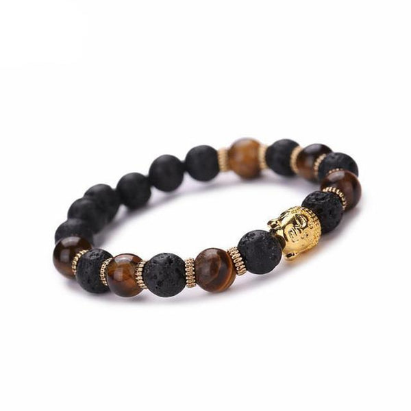 SUSENSTONE Wholesale Black Volcanic Lava Stone Tiger Eye Beaded bracelet For Men Women Fashion personality Jewelry