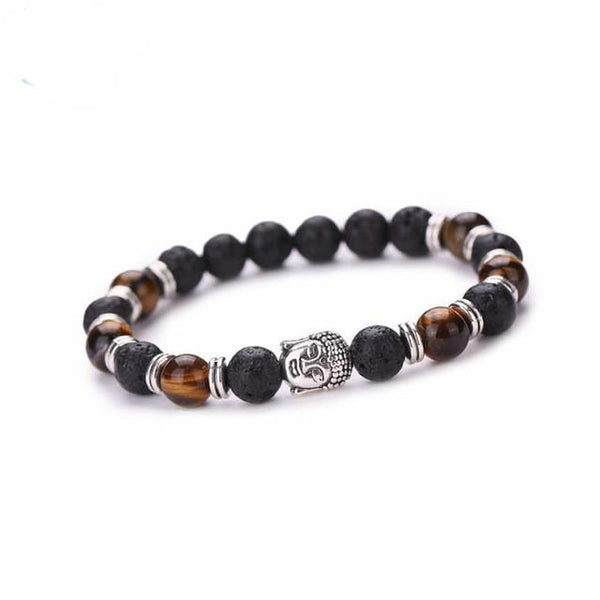 SUSENSTONE Wholesale Black Volcanic Lava Stone Tiger Eye Beaded bracelet For Men Women Fashion personality Jewelry