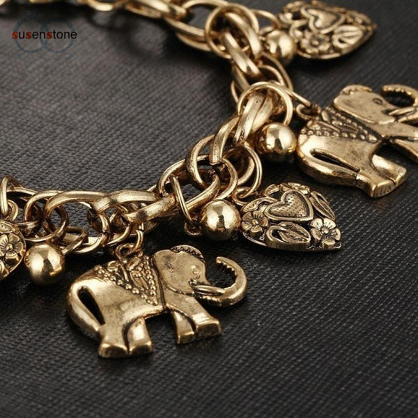 Vintage Elephant Heart Pendant Bracelets