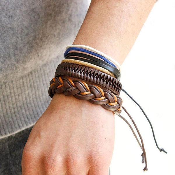 Multi-layer men and women bracelet Fashion Women Multilayer Handmade Wristband Leather Bracelet Bangle