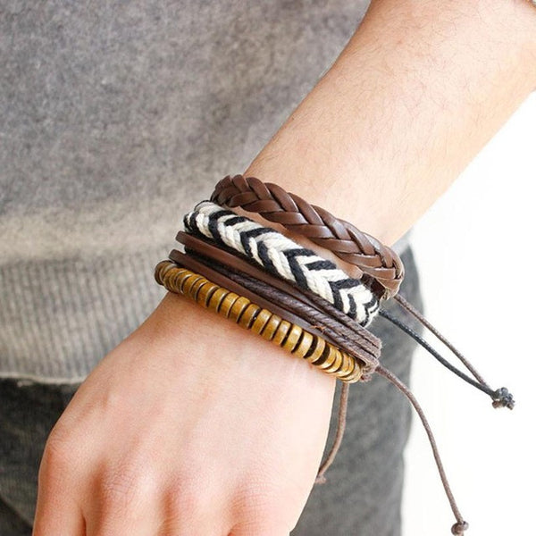 Multi-layer men and women bracelet Fashion Women Multilayer Handmade Wristband Leather Bracelet Bangle