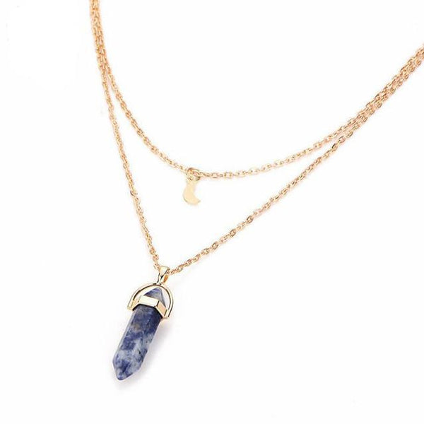 Women Multilayer Irregular Crystal Opals Pendant Necklace Choker Chain