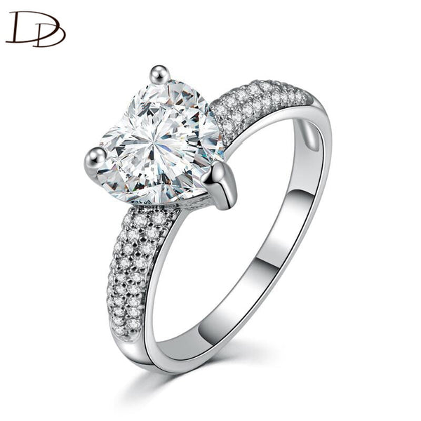 big heart stone 3 carat crystal jewelry engagement wedding rings for women 925 sterling silver luxury anel wholesale DD048