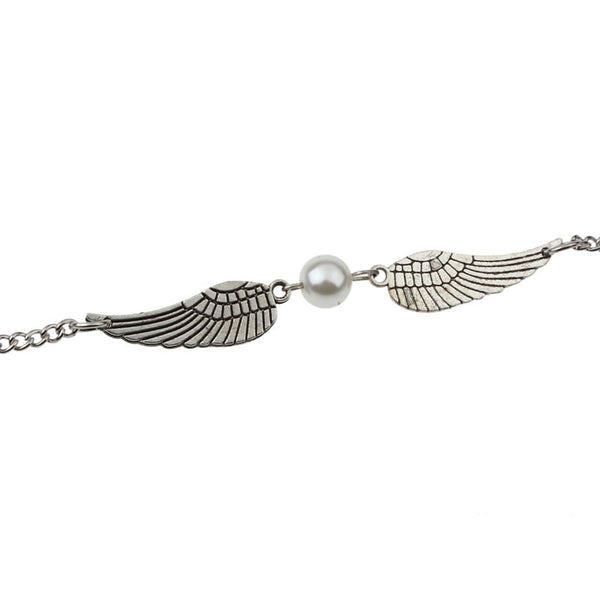 Silver Infinity Retro Pearl Angel Wings Jewelry Dove Peace Bracelet