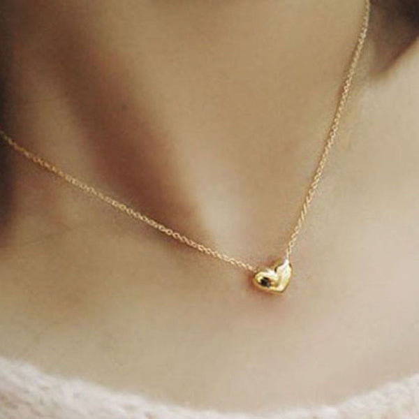 Gold Heart Necklace Fashion Women trendy Statement Chain Pendant Necklace Jewelry