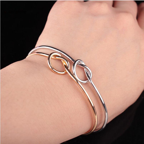 Chic Fashion Simple Knot Bangle Cuff Opening Bracelet Copper Casting Jewelry