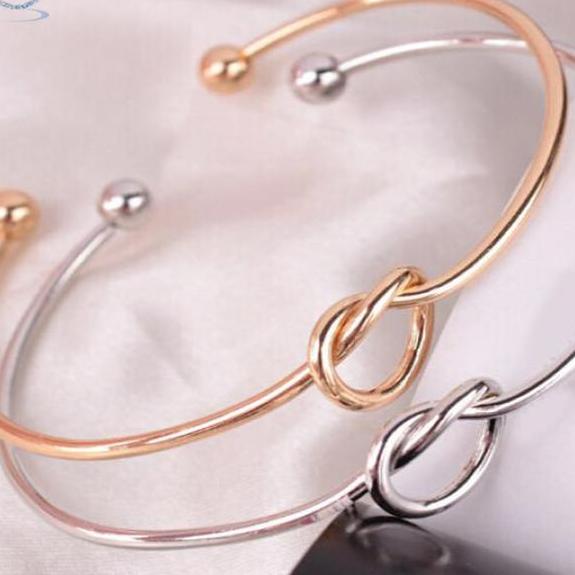 Chic Fashion Simple Knot Bangle Cuff Opening Bracelet Copper Casting Jewelry