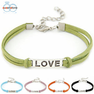 1PC Braided Adjustable Leather Popular Bracelet Women Men Love Handmade Alloy Rope Charm Jewelry Weave Bracelet Gift