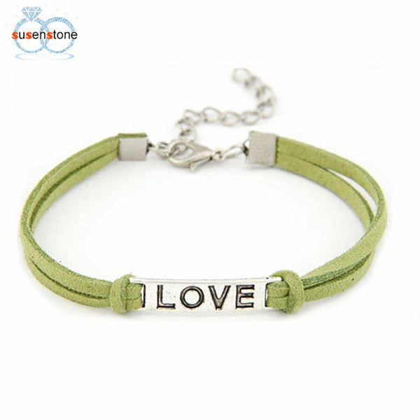 1PC Braided Adjustable Leather Popular Bracelet Women Men Love Handmade Alloy Rope Charm Jewelry Weave Bracelet Gift