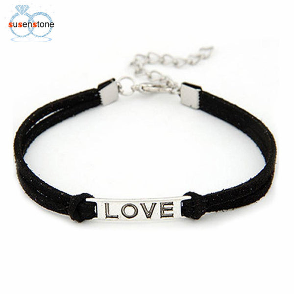 1PC Braided Adjustable Leather Popular Bracelet Women Men Love Handmade Alloy Rope Charm Jewelry Weave Bracelet Gift