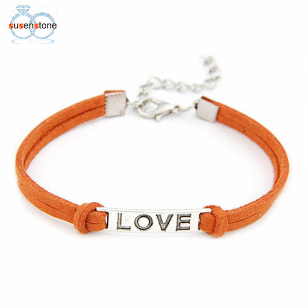 1PC Braided Adjustable Leather Popular Bracelet Women Men Love Handmade Alloy Rope Charm Jewelry Weave Bracelet Gift