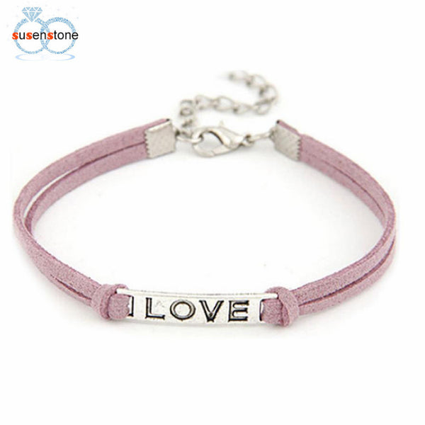 1PC Braided Adjustable Leather Popular Bracelet Women Men Love Handmade Alloy Rope Charm Jewelry Weave Bracelet Gift