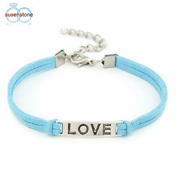 1PC Braided Adjustable Leather Popular Bracelet Women Men Love Handmade Alloy Rope Charm Jewelry Weave Bracelet Gift