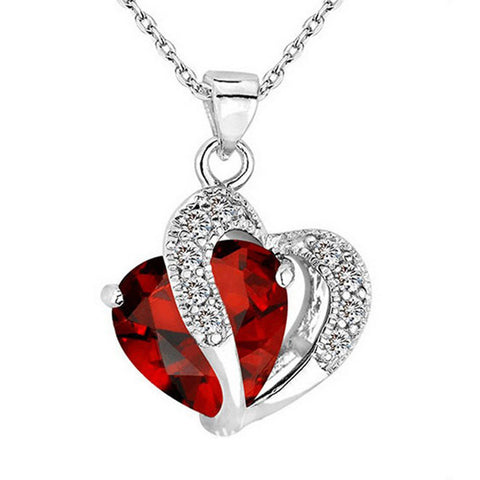 Necklace heart-shaped zircon crystal necklace chain clavicle sweater chain Women Heart Rhinestone Silver Pendant Jewelry #py30