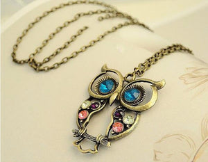 Owl Necklace Sweater Link Chain Choker Gold Rhinestone Crystal Cubic Zirconia Pendant Statement Charm Women Fashion Jewelry 25