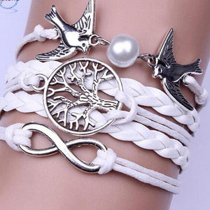 Jewelry accessories Infinity Handmade Adjustable Pigeon Leather Multilayer Bracelet Wristband pulseira masculina