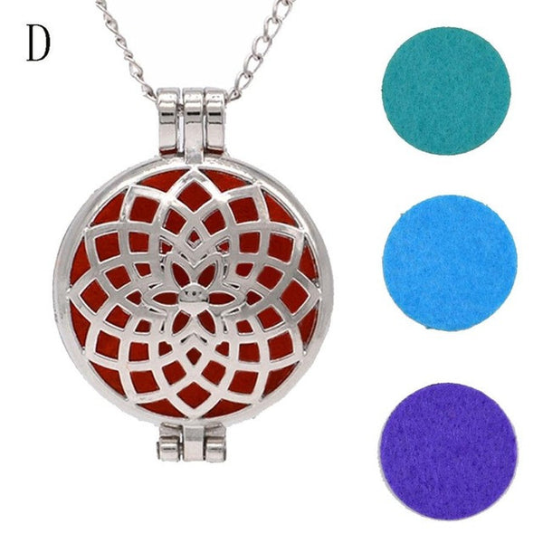 3pcs Chain Pads Round Antique Vintage Aromatherapy Lockets Pendants Perfume Essential Oil Diffuser Locket Necklace dropship #45