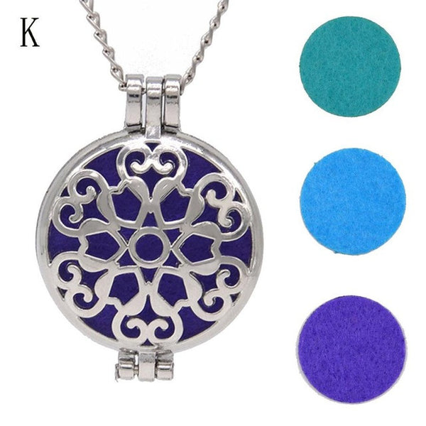 3pcs Chain Pads Round Antique Vintage Aromatherapy Lockets Pendants Perfume Essential Oil Diffuser Locket Necklace dropship #45