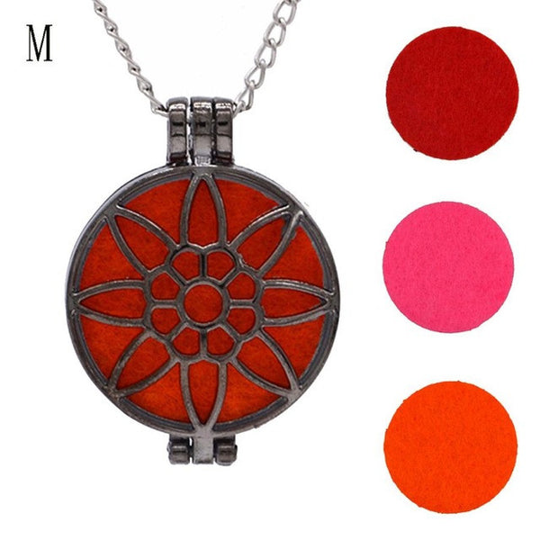 3pcs Chain Pads Round Antique Vintage Aromatherapy Lockets Pendants Perfume Essential Oil Diffuser Locket Necklace dropship #45