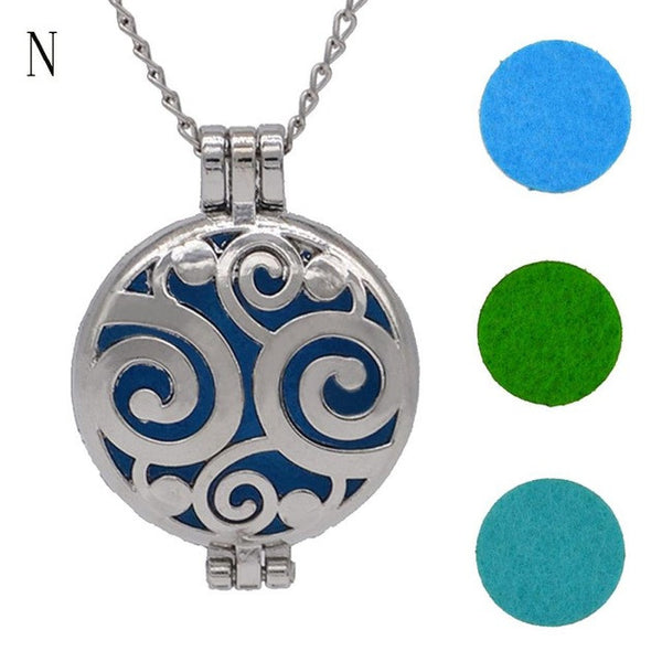 3pcs Chain Pads Round Antique Vintage Aromatherapy Lockets Pendants Perfume Essential Oil Diffuser Locket Necklace dropship #45