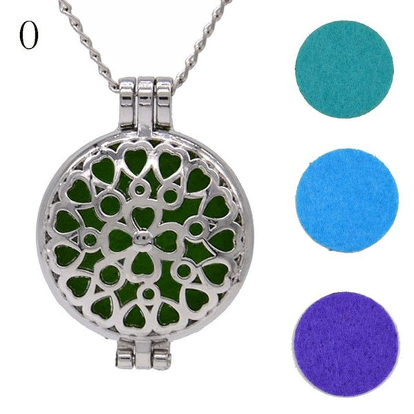 3pcs Chain Pads Round Antique Vintage Aromatherapy Lockets Pendants Perfume Essential Oil Diffuser Locket Necklace dropship #45