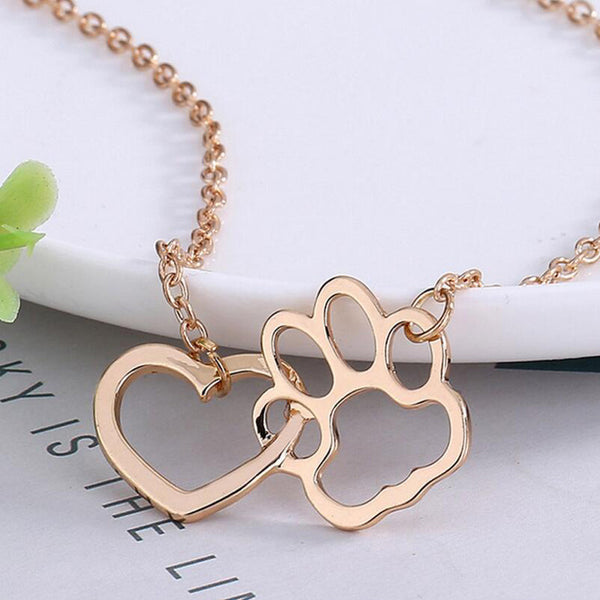 Pendant Necklace for women girl Personalized charming Fashion jewelry Silver plated Black and White crystal rhinestone Dog Paw