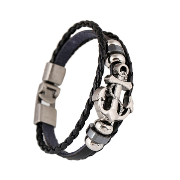 Men's Anchor Design Alloy Leather Bracelet