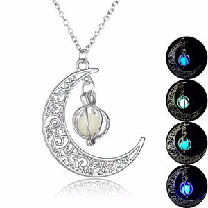 2019 fashion Glow In the dark Necklace Moon shape Hollow with ball Luminous  Pumpkin Pendant Necklace Valentine Halloween #20