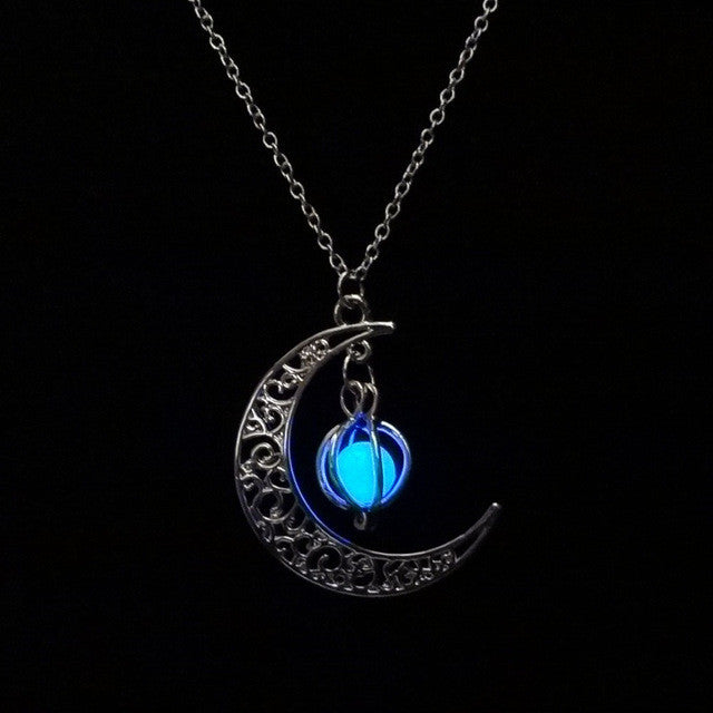 2019 fashion Glow In the dark Necklace Moon shape Hollow with ball Luminous  Pumpkin Pendant Necklace Valentine Halloween #20