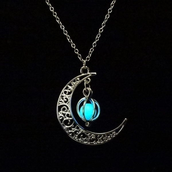 2019 fashion Glow In the dark Necklace Moon shape Hollow with ball Luminous  Pumpkin Pendant Necklace Valentine Halloween #20