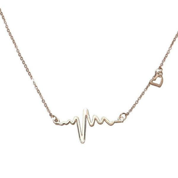 Fine jewelry Stainless Steel Heart Beat Pendant Heartbeat Statement Necklace Chain ECG Necklace #30