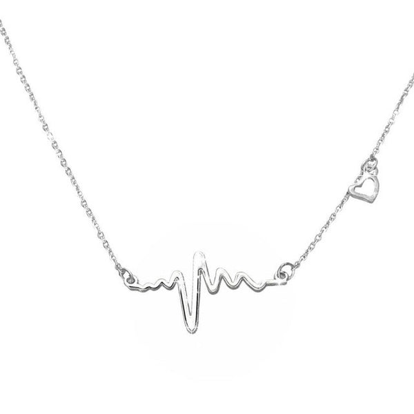 Fine jewelry Stainless Steel Heart Beat Pendant Heartbeat Statement Necklace Chain ECG Necklace #30