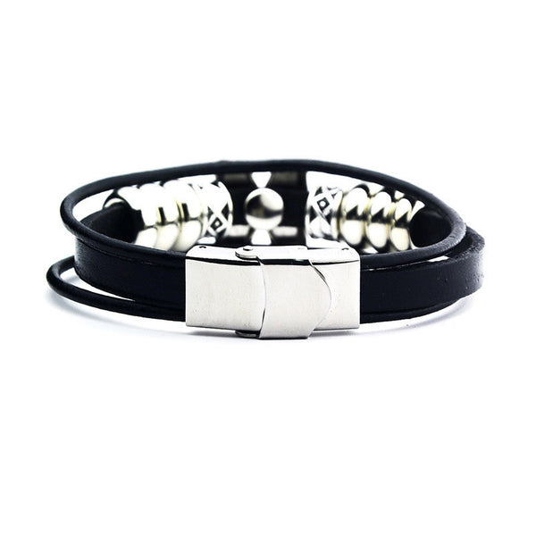 1PC Braided Leather Bracelet Rivet Bracelet Compiled Jewelry Wristband