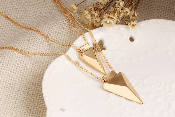 Fashion Women Two Layer Arrow Gold Pendant Chain Statement Necklace