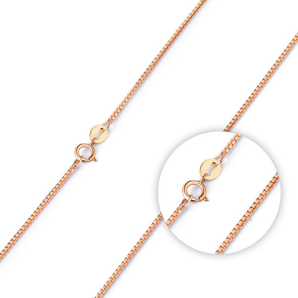 Fine Jewelry Rose Gold Collares Box Chain Necklace For Men & Women Rose Gold Box chain