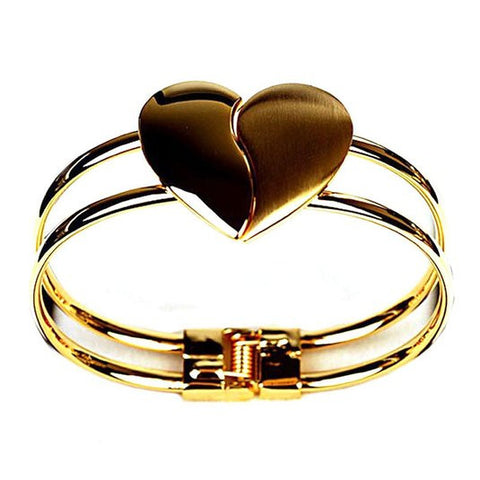 New Fashion Lady Elegant Heart Bangle Wristband Bracelet Cuff Bling Gift