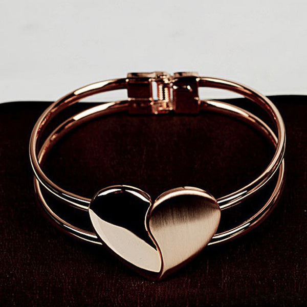 New Fashion Lady Elegant Heart Bangle Wristband Bracelet Cuff Bling Gift