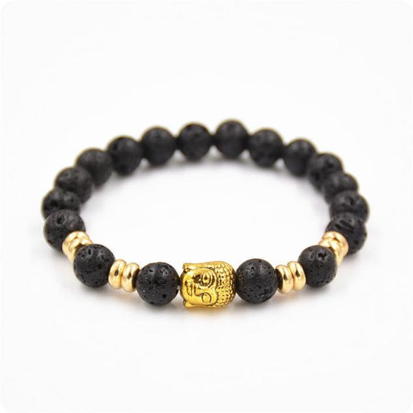 Women Men Bracelet Gold Buddha Elastic Beaded Bracelet Tibet Charm Bracelets