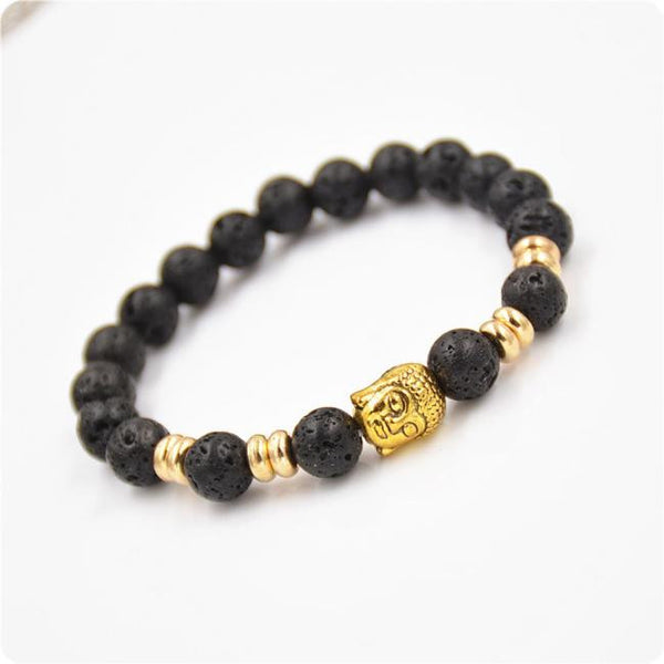 Women Men Bracelet Gold Buddha Elastic Beaded Bracelet Tibet Charm Bracelets