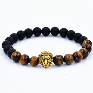 Women Men Bracelet Lion Elastic Beaded Bracelet Tibet Charm Bracelets GD