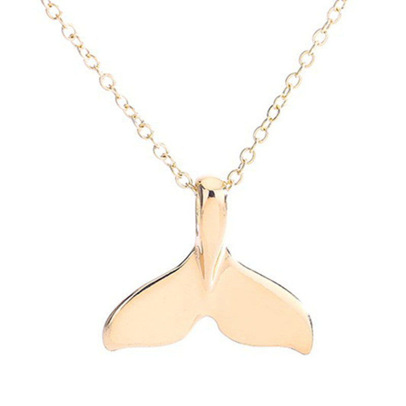 Retro Women Whale Tail Fish Nautical Charm Mermaid Tail Pendant Necklace Jewelry