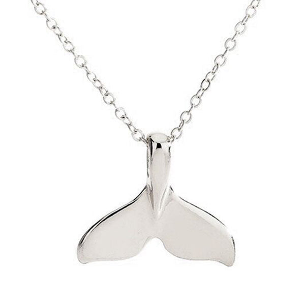 Retro Women Whale Tail Fish Nautical Charm Mermaid Tail Pendant Necklace Jewelry