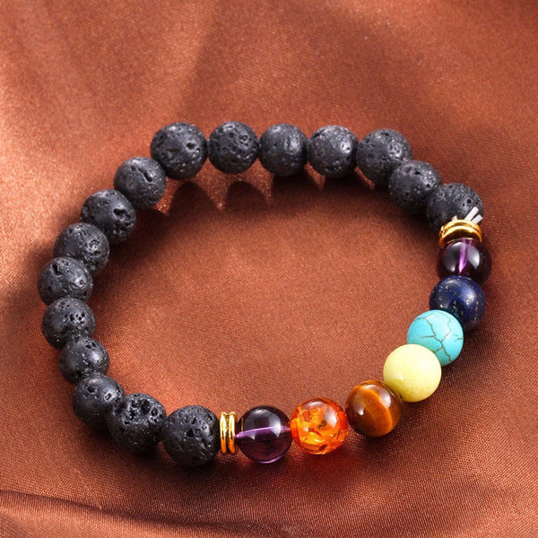 7 Chakra Healing Beaded Bracelet Natural Lava Stone Diffuser Bracelet Jewelry