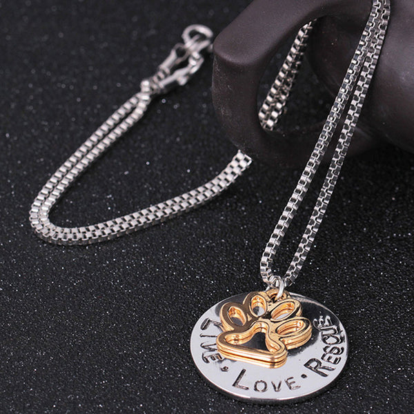 Round Letter Dog Claws Choker Card Pet Necklace