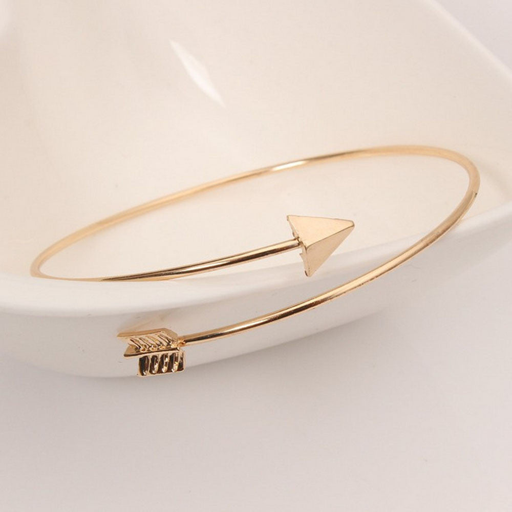 Simple Fashion Women Metal Punk Cuff Arrow Bangle Bracelet Jewelry GD