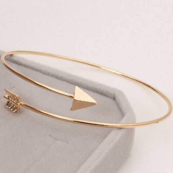 Simple Fashion Women Metal Punk Cuff Arrow Bangle Bracelet Jewelry GD